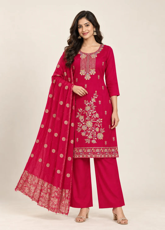 VN Pink Gota Embroidered Kurta Set