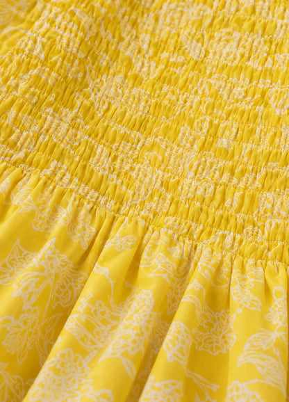 VN White & Yellow Cotton Lace Shrug Kurta