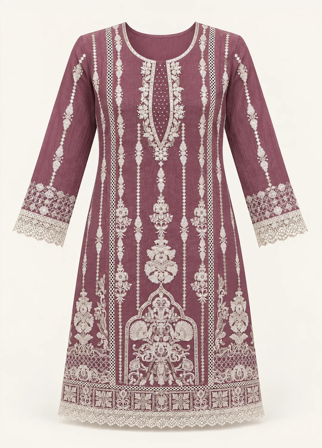 VN Mauve Sequin Embroidered Kurta Set