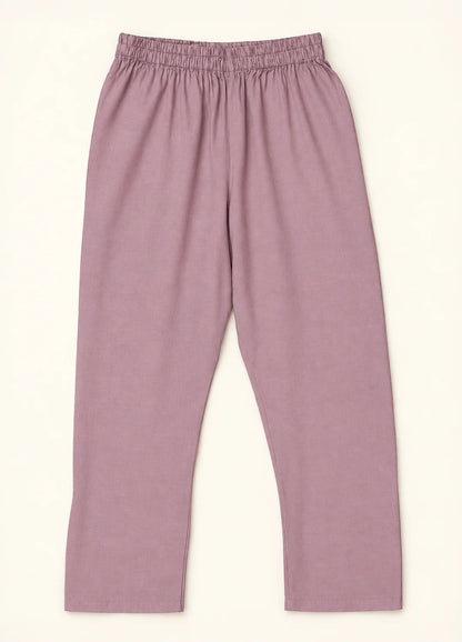 VN Mauve Embroidered Silk Cotton Suit Set
