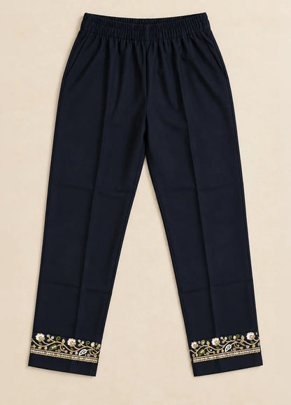 VN Navy Blue Embroidered Kurta Set