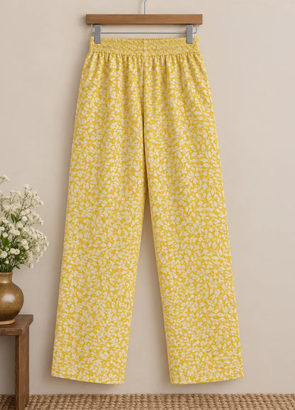 VN Yellow Floral Block Print Kurta Set