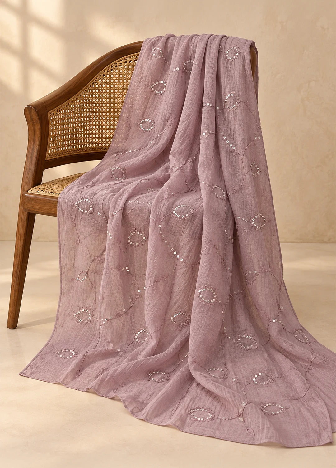 VN Mauve Embroidered Silk Cotton Suit Set