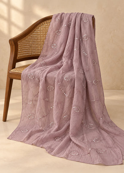 VN Mauve Embroidered Silk Cotton Suit Set