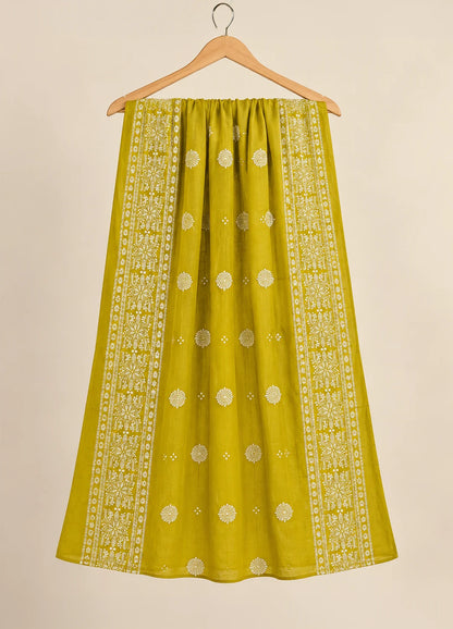 VN Mustard Embroidered Flared Kurta Set