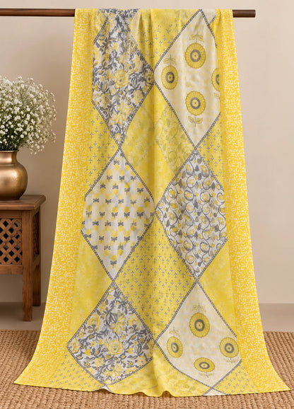 VN Yellow Floral Block Print Kurta Set