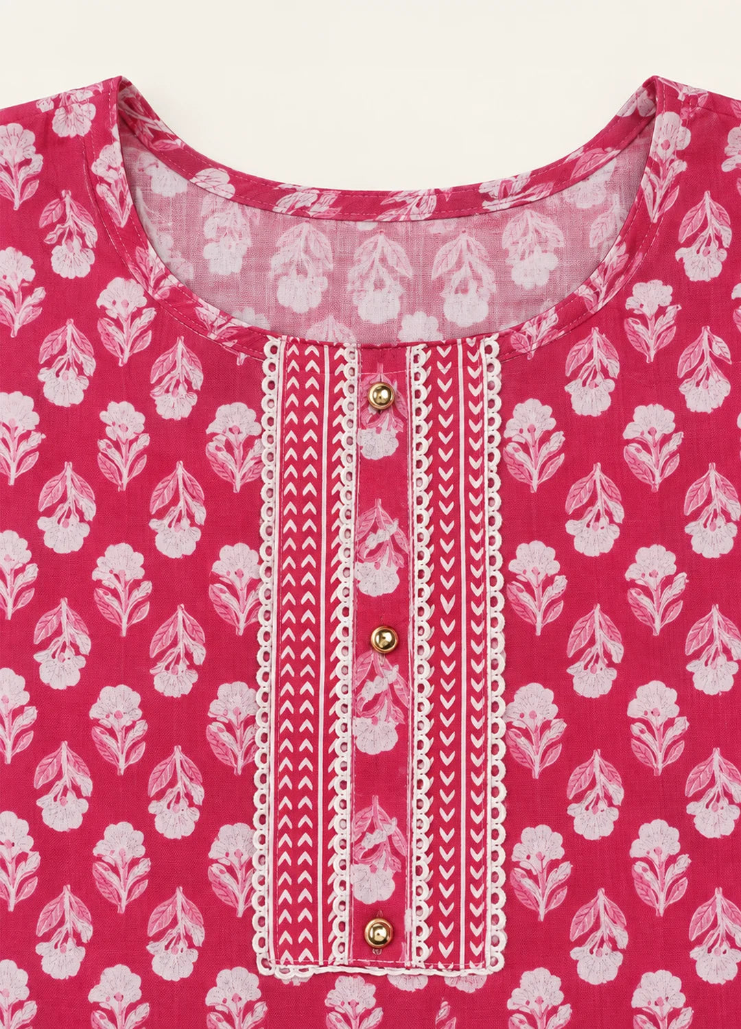 VN Pink Floral Print Kurta with Straight Pants