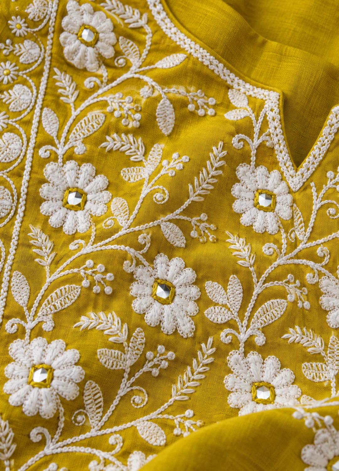 VN Mustard Embroidered Flared Kurta Set